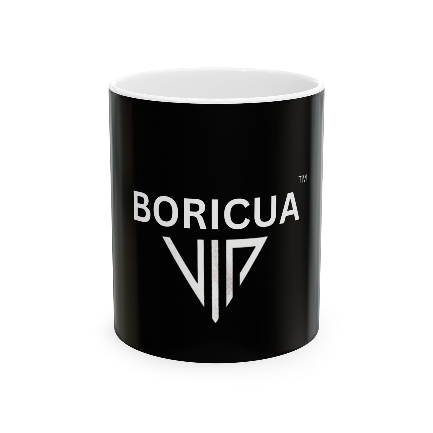 Ceramic Mug - Boricua VIP Black Mug with White Logo